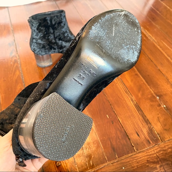 rag & bone Drea black crushed velvet acrylic heel boots (as is) - Picture 6 of 11